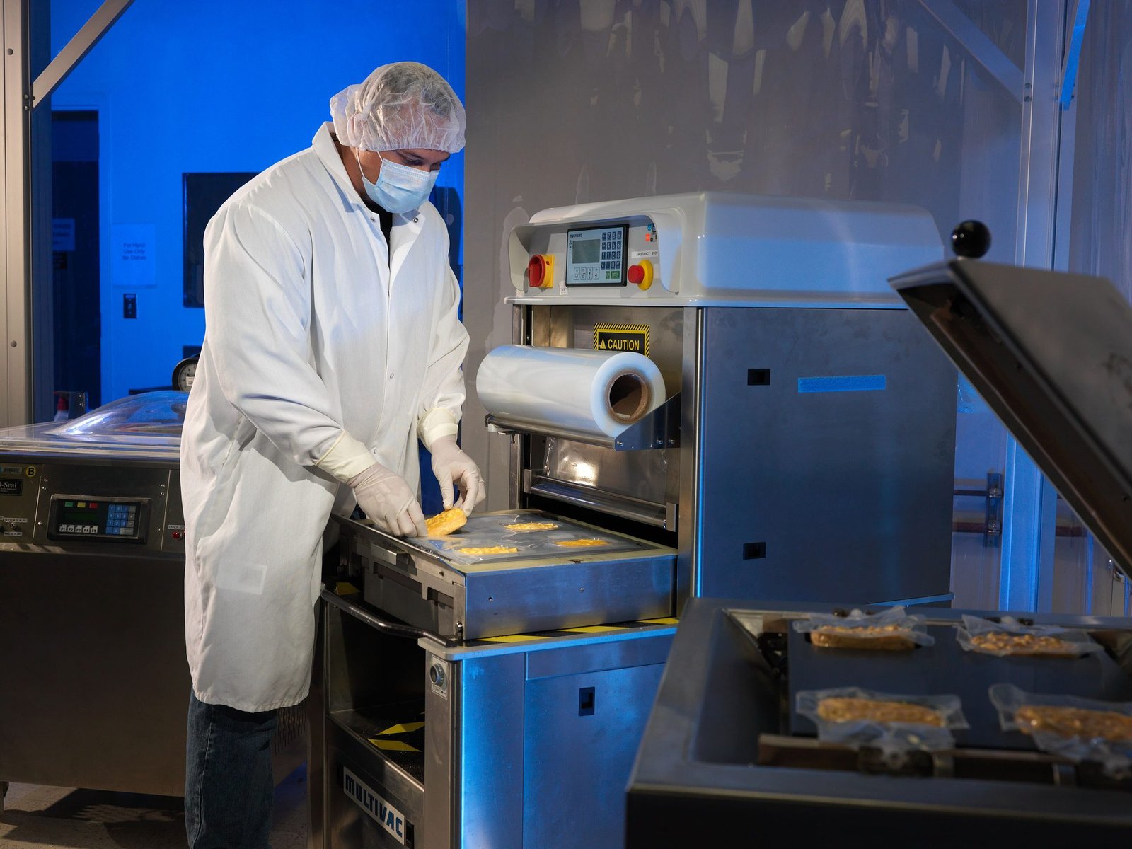 Food lab technician working to food-safety standards