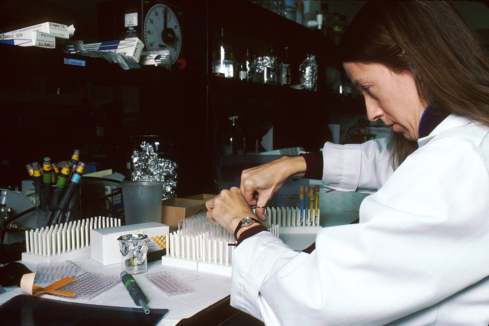 Laboratory technician performing a quality test
