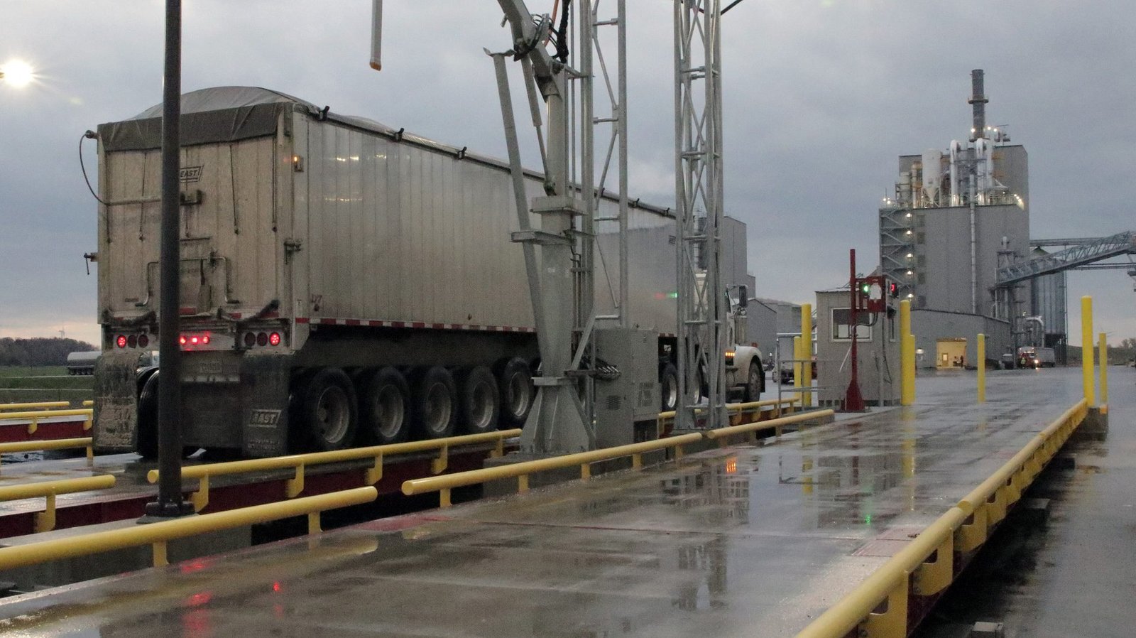 Truck at an oilseed processing plant